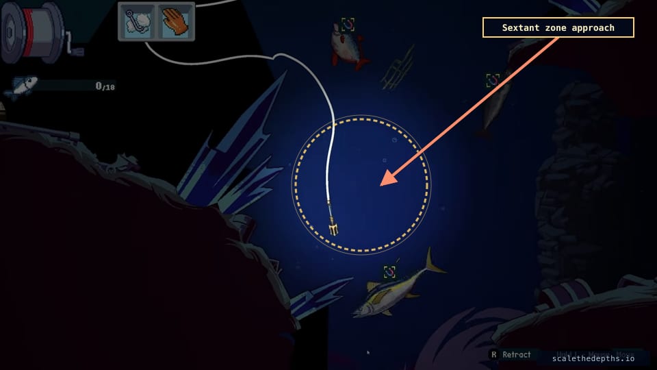 Sextant zone approach. The orbital debris field — satellite panels, old hardware — confirms you're at the right depth.